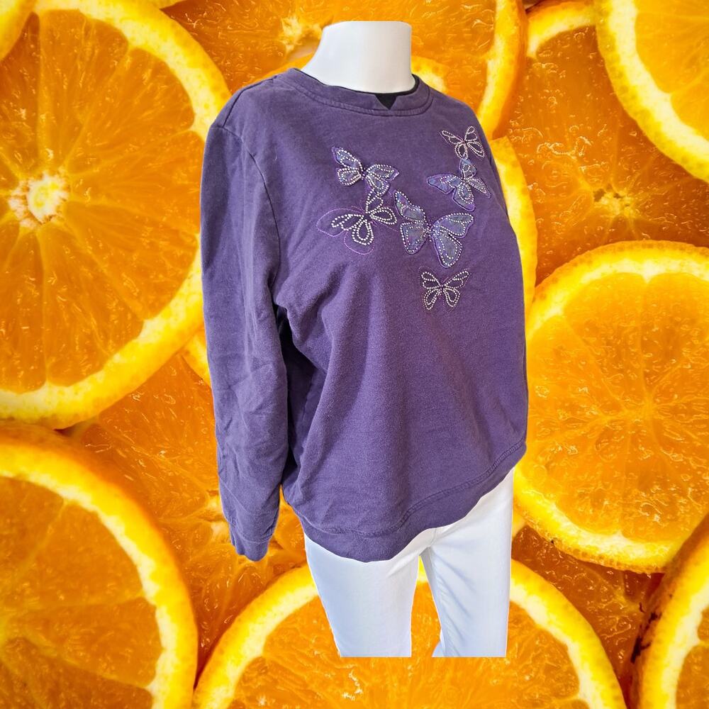 Breckenridge Purple Butterfly Grandma Chic Sweatshirt Size Small